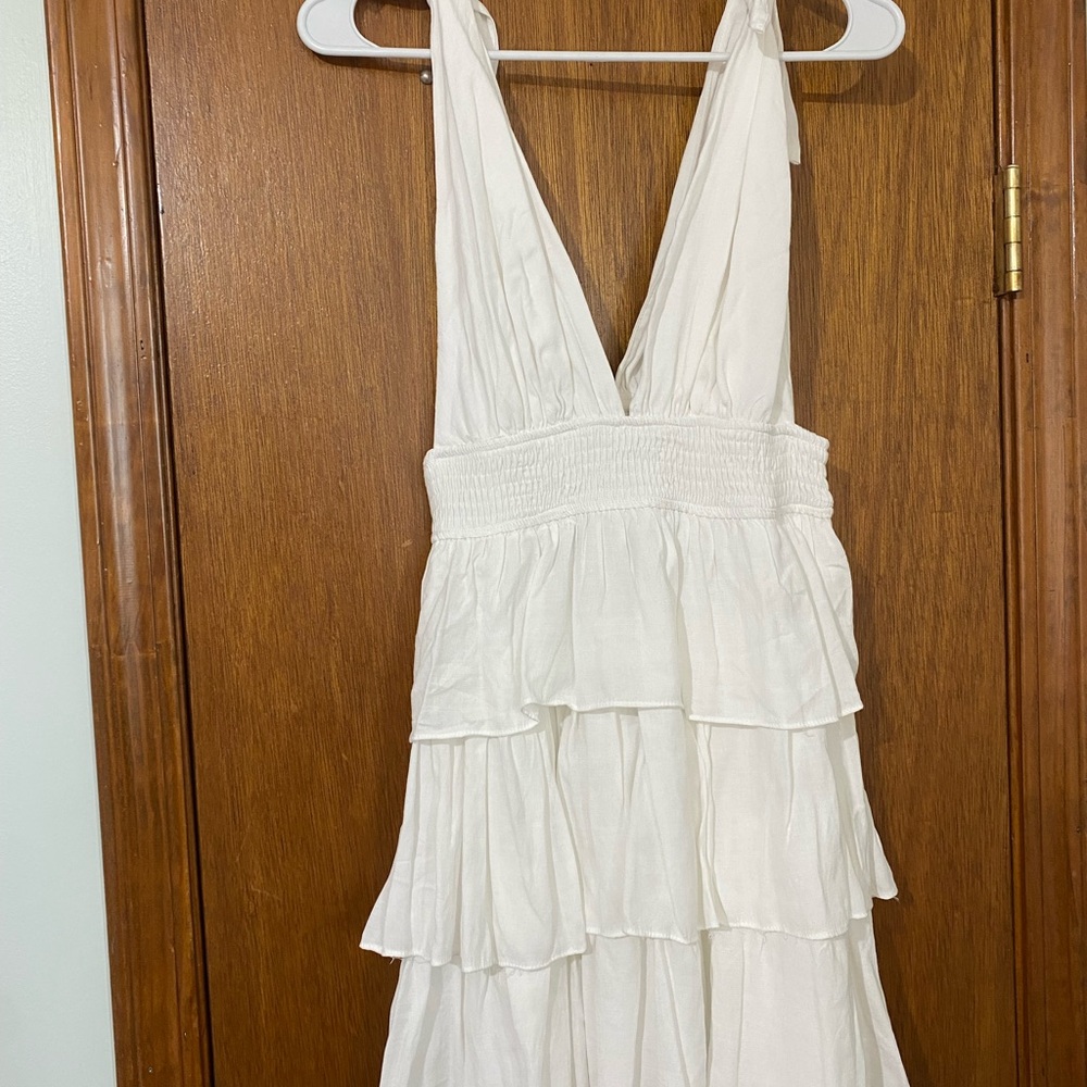 Boutique Elegant White Tiered Dress